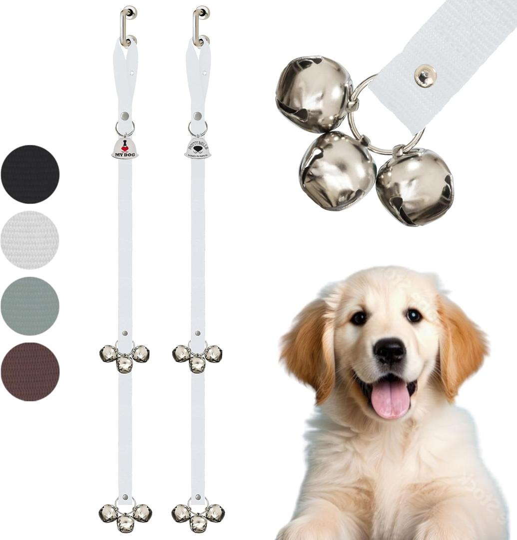 Caldwell's Pet Supply Co. Dog Potty Bells, Dog Door Bell, Bells To Go Outside, Potty Training Bell, Dogs Doorbell, Dogs Potty Doorbell, Ring To Go Pee, All Breed Puppy Training Tool - White 