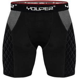 Youper Adult Elite Compression Padded Sliding Shorts w/Cup Pocket for Baseball, Football XL