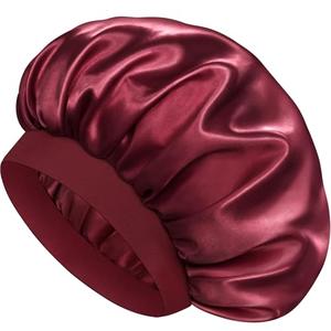 Doitory Satin Silk Bonnet for Sleeping, Double Layer Silk Sleep Cap for Men & Women, Soft Satin Lined Bonnet for Natural & Curly Hair(Red) 2Pcs