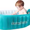 Swimbobo Inflatable Baby Bath Tub Portable Foldable Travel Mini Swimming Pool Helps Infants to Toddler Tub (Blue)