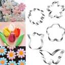 Spring Summer Flowers Cookie Cutters - Rose, Sunflower, Tulip, Daisy Flower, Butterfly, Stainless Steel Holiday Cookie Cutter Shapes for Baking Gift