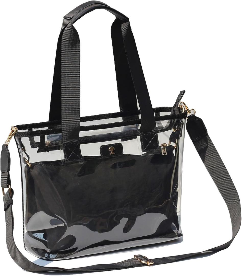 ESVAN Iridescent Soap Bubble Clear Tote Bag Stadium Approved with Bag-in-Bag Shoulder Design for Concerts, Beaches, Events