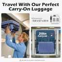 Coolife Carry On Luggage Airline Approved with Spinner Wheels, Hard Shell Suitcase TSA Lock Lightweight Travel Luggage 20-inch,Blue
