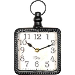 TRYLTRY Retro Rectangle Small Wall Clock, Battery Operated Silent Black Vintage Decor Wall Clocks, Antique Old Design Style, for Farmhouse, Kitchen, Bedroom, Bathroom Black Rectangle