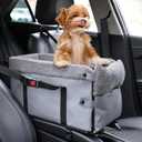 Console Dog Car Seat for Small Dogs,Small Dog Booster Seat for Car Washable Foldable Puppy Car Seat with Safe Protection Hooks Adjustable Straps and Storage Pocket Pet Up to 15lbs