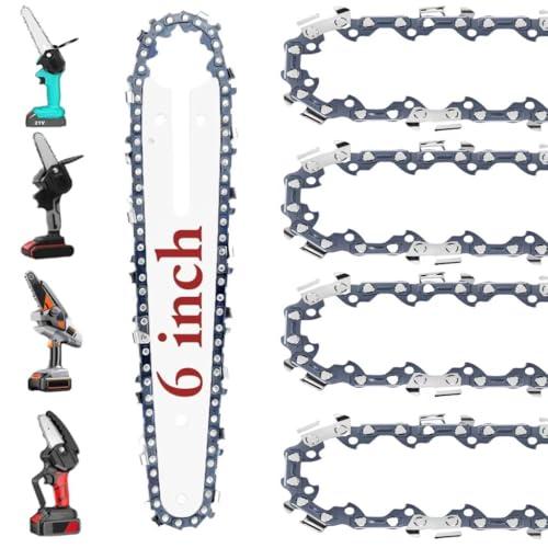 5 Pack 6 Inch Mini Chainsaw Chain 37 Drive Links 1/4LP .043, 6 Inch Replacement Chains for Cordless Electric Portable Mini Chainsaw For Pruning Shears Wood Cutting