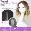 Eawwii Brown to Blonde Short Wavy Wig for Women Lace Hairline Bob Style Synthetic Heat Resistant - Natural Appearance for Everyday Hairstyle 14 Inch