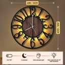LEIKE Large LED Wall Clocks,Silent,Non Ticking,Battery Operated Rustic Round Modern Big Wood Wall Clock for Living Room, Bedroom,Kitchen,Farmhouse,Office,Home Decor -20" Black,LED,Arabic Number