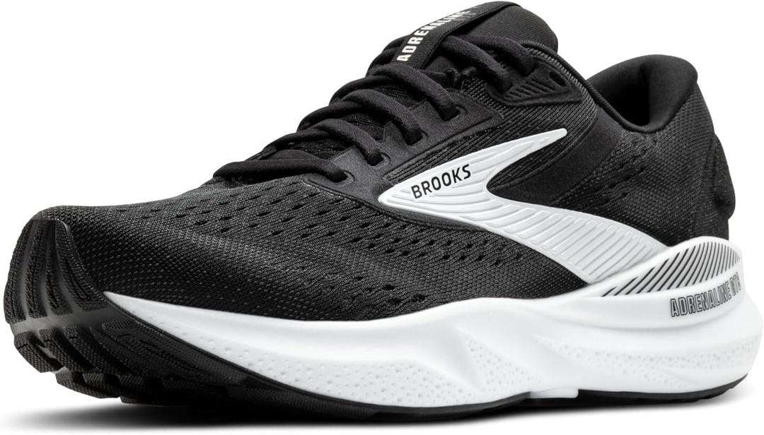Brooks Womens Adrenaline GTS 24 Supportive Running Shoe (10 Wide, Black/White)