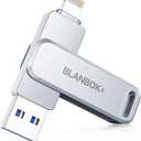 MFi Certified 256GB Flash Drive for iPhone Photo Stick, USB Memory Stick High Speed iPhone Flash Drive, External Memory Storage USB Stick Thumb Drive for iPhone/iPad/Android/PC (Metallic Silver)