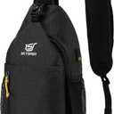 SKYSPER Sling Bag Crossbody Backpack - Chest Shoulder Cross Body Bag Travel Hiking Casual Daypack for Women Men(Jet Black) (Large)