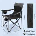 Oversized Camping Chair for Adults - 2 Pack Padded Lawn Chairs with Cup Holder & Side Pocket,Heavy Duty Folding Outdoor Chairs for Camp,Sports,Picnic,Beach,Black, 22" x 21" x 35.4"