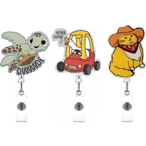 Cute Turtle Goose Cowboy Badge Holder, Funny Retractable Lanyard ID Card Badge Reel Alligator Clip, Nurse Nursing Teacher Student Doctor RN LPN CNA MA Worker Badge Accessories Gift (Lovely)