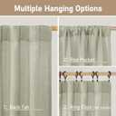 LAMIT Sage Grey Semi Sheer Linen Curtains 45 Inches Long 2 Panels, Light Filtering Panels Back Tab and Rod Pocket Neutral Drapes for Kitchen/Window/Bedroom, 52 x 45 Inch