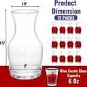 Set of 12 Wine Carafe Glass, 6 Oz Single Serving Mini Decanters for Individual Pours, Small Individual Carafes for Wine, Tasting, Champagne, Juice, Bars, Restaurants