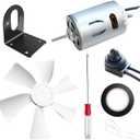 Upgraded 6" White RV Vent Fan Blade with 12V D-Shaft Motor Kit, with ON/OFF Switch, Mounting Bracket, Screwdriver & Black Insulating Tape, Compatible with Heng's, Elixir, Ventline, Jensen
