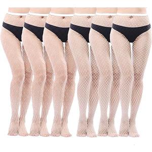Fishnet Stockings for Women White 6 Pack, Fish Nets Women Tights, Fishnet Tights Ladies Plus One Size Fit All