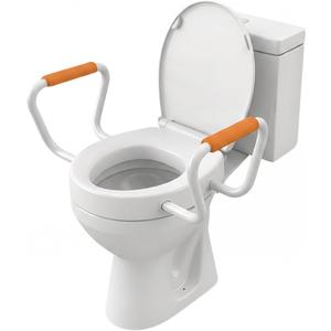Huttdmel Round Raised Toilet Seat with Handles, 2.8" Elevated Toilet Seat Riser, Soft Close, Quick Release, Non-Slip Heavy Duty Bathroom Safety Seat for Seniors, Elderly, Disabled & Post Surgery