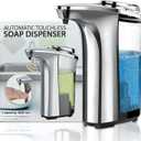 FKWin Automatic Soap Dispenser, Touchless Hand Soap Dispensers 17oz/500ml with 5 Adjustable Soap Levels, Kitchen Soap Dispensers, Liquid Hand Soap Dispenser Bathroom, Silver