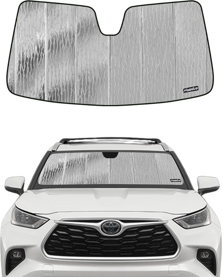 Windshield Sun Shade for Toyota Highlander 2020-2025,Durable Front Window Sun Shade Shield, Adaptable Summer Winter Sunshade (silver-astraguard)