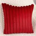  1 Pack 18x18 Pillow Cover Velvet Pillow Covers, Faux Fur Square Throw Pillow Covers for Living Room Decorations Throw Pillow Case, Throw Pillow Cover Cushion Cover for Home Sofa Bedroom Car, Red