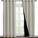 NICETOWN 100% Blackout Window Curtain Panels, Cold and Full Light Blocking Drapes with Black Liner for Nursery, 86 inches Drop Thermal Insulated Draperies (Natural, 2 Pieces, 55" Wide Each Panel)