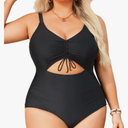 Daci Women Cutout One Piece Swimsuits Tummy Control Bathing Suits V Neck Monokini Swimwear, Size 22W