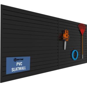 Slatwall Panel Garage Organizer PVC Slatwall Heavy Duty Wall Mounted Rack, Interlocking Slat Wall Panels for Tool Organization Peg Board (Black 4 x 8 ft)
