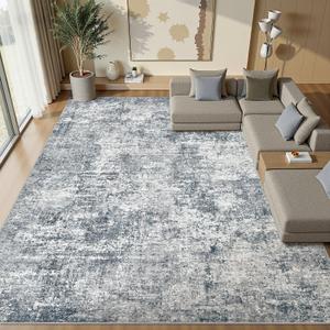 Natunest 11x14 Area Rugs for Living Room Washable Abstract Rug Blue/Grey