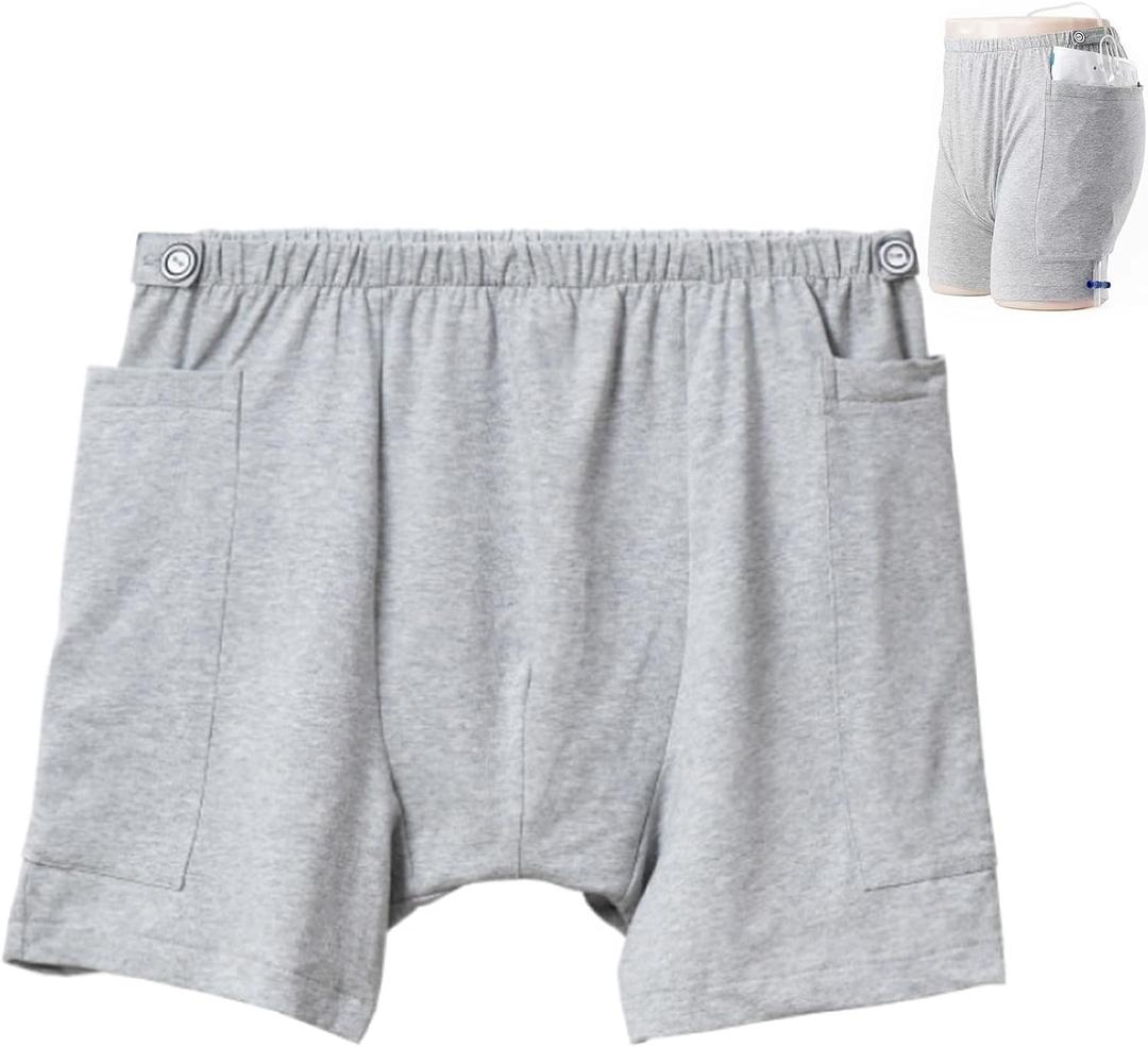 New Type of Urine Bag Pants,Underwear Urine Bag Pants for Elderly,Urine Drainage Bag Underwear,Nephrostomy Bag Pants for Abdominal Surgeries Patient, Grey, X-Large