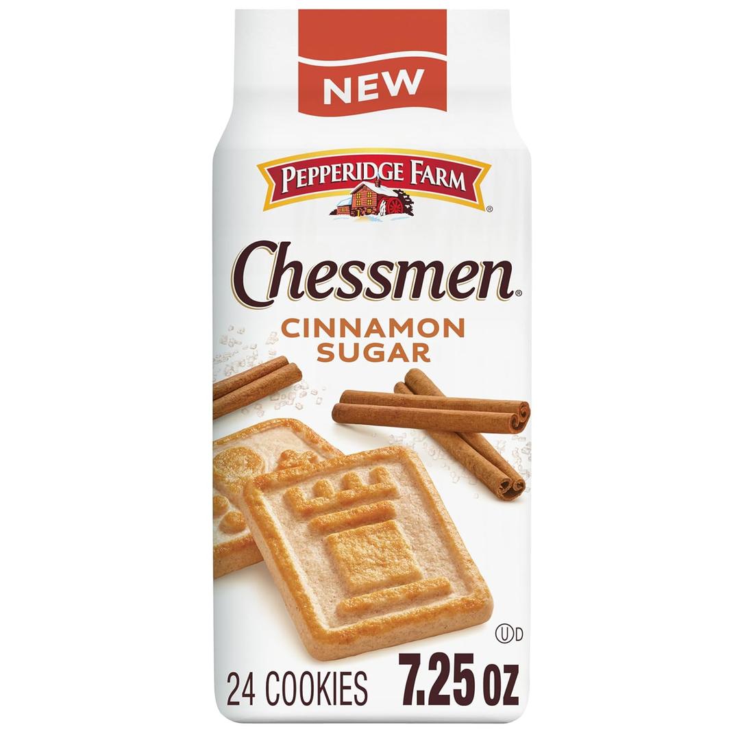3 x Pepperidge Farm Chessmen Cinnamon Sugar Cookies, 7.25 Oz Bag (EXP 06/07/26)