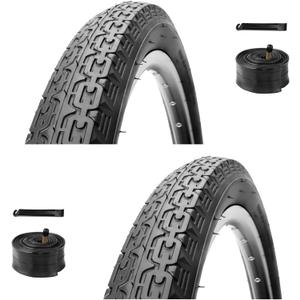 WHEELO 26 inch Cruiser Bike Tires Set: 2-Pack 26x2.125 Replacement Puncture-Resistant Bicycle Tires and Pair 26-inch Inner Tubes with Tire Levers for Beach Cruiser and Urban Commuting Bicycle