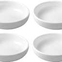 4pcs White Ceramic Seasoning Dishes Dipping Bowls Appetizer Plates,3.8 inch