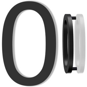 DEWEL House Numbers for Outside, 6 Inch Modern Floating Address Numbers for Farmhouse, Street, Front Door, Weatherproof, Easy to Install with Template (Black House Number 0)