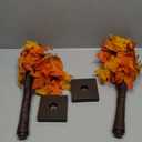 2 Pack 24 Inch Maple Tree Fall Thanksgiving Table Decorations with 48LED Battery Operated Lighted Tabletop Artificial Tree with Pumpkin Acorn Maple Fall Thanksgiving Decor Centerpieces Indoor for Home