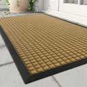 MontVoo-Door Mat Outside Entrance Outdoor Indoor Front Doormat for Entryway-Durable Rubber Backed Welcome Entry Mat Non Slip Dirt Trapper Absorbent-Yellow 17x30 (1'5" x 2'6" (Rectangular))