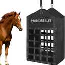 Hay Bags for Horses, 1PCS Slow Feed Hay Bags for Goats, Sheep, Donkey, Two-Sided Premium Oxford Hay Feed Bags and High Strength Metal Clasp, Easy to Hang with Adjustable Strap(Black, Large 1 Pack)