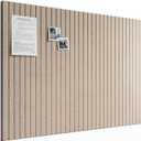 Bumusty Large Cork Board Alternative-48 x 36" Felt Bulletin Board Tiles, with 30 Pushpins, 70 Adhesive Tabs, Fine-Stripe 12-Pack, Cork Boards for Office Push Pin Board Felt Board-Taupe