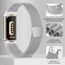 surundo Compatible with Fitbit Charge 6/Charge 5 Bands for Wmen Men, Metal Mesh Milanese Loop Adjustable Strap Replacement for Fitbit Charge 6/Charge 5 Advanced Fitness & Health Trackers (Silver)