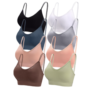 BQTQ 8 Pieces V Neck Bralettes Padded Bralettes for Women with Elastic Straps Seamless Bra, XXL