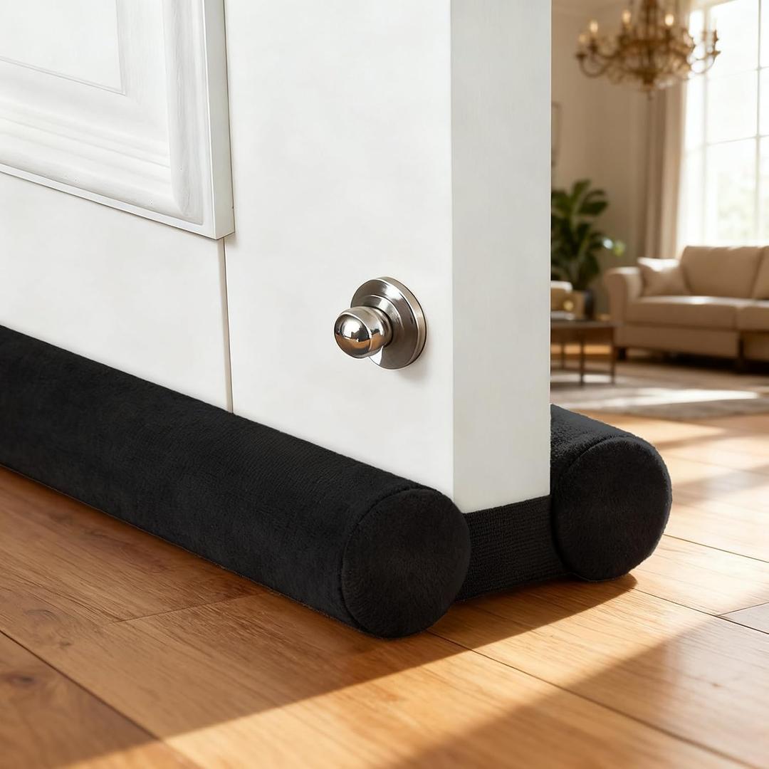 Superior Velvet Under Door Draft Stopper, 30'' to 36'' Adjustable Door Gap Filler, Double-Sided Windproof Seal, Easy-Install, Blocks Noise, Cold, Light, Dust & More