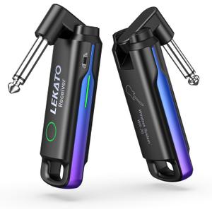 LEKATO Wireless Guitar System UHF Wireless Guitar Transmitter Receiver Rechargeable Audio Wireless Guitar Transmitter and Receiver with 70 Channels Wireless for Guitar Bass Electric Instruments (Blue)