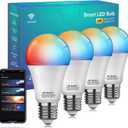Smart Light Bulbs, WiFi & Bluetooth 5.0, Work with Alexa Google Assistant, App Control, Color Changing LED Bulb, E26 800LM Dimmable RGB Lights, Smart Home Lighting, Dimmable, 4Pack