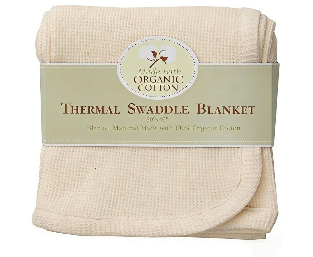 TL Care 30" X 40" Thermal/Waffle Swaddle Blanket Made with Organic Cotton, Natural Color, Soft Breathable, for Boys and Girls