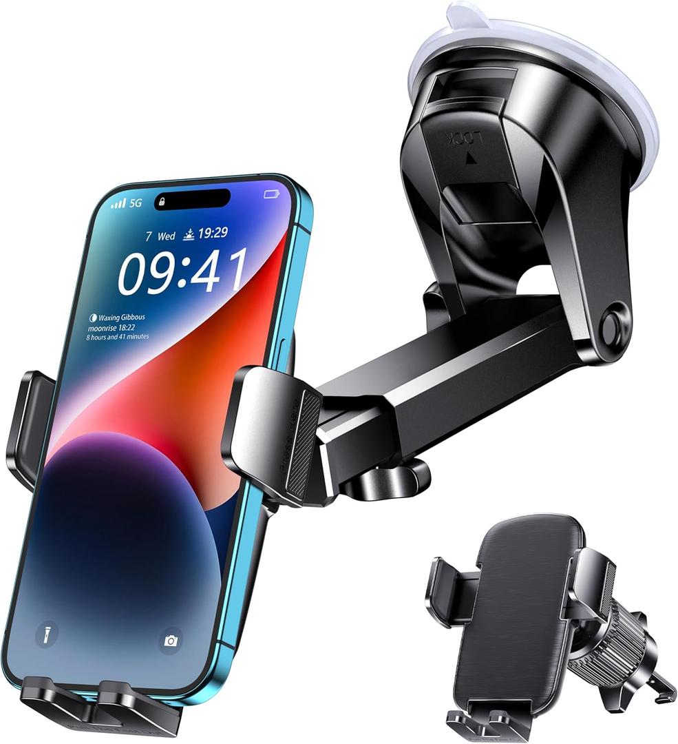 Qifutan Car Phone Holder Mount Phone Mount for Car Windshield/Dashboard/Air Vent Holder for iPhone & Android Smartphone, 360 Adjustable, Cell Phone Camera Mounts