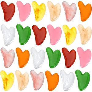24 Pcs Gua Sha Facial Tool Resin Gua Sha Massage Tool Heart Shaped Gua Sha Stone Guasha Board for Face Body Skin Massage Spa Acupuncture Prevent Wrinkles