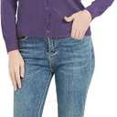 Women's Short Sleeve Cropped Cardigan Button Down Sweater Lightweight Knit Shrugs (Purple, XL)