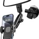 Car Phone Holder Rear View Mirror Phone Holder, 360 Rotating Car Phone Holder Mount Compatible with All 4-7 Inch iPhone and Android Cell Phones