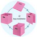 Black Fabric Cubby Storage Bins,13x13x13 Inches ,Cube Organizer Bin Foldable Storage Boxes with Dual Handles Fabric Organizer Box and collapsible Storage basket,Set of 6,Pink