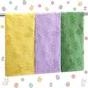 Gilprop 3 Pcs Pastel Spring Hand Towels Set of 3 for Bathroom, Soft Jacquard Cotton Decorative Bathroom Towels with Bunny Design for Kitchen and Home Decor, Absorbent and Decorative